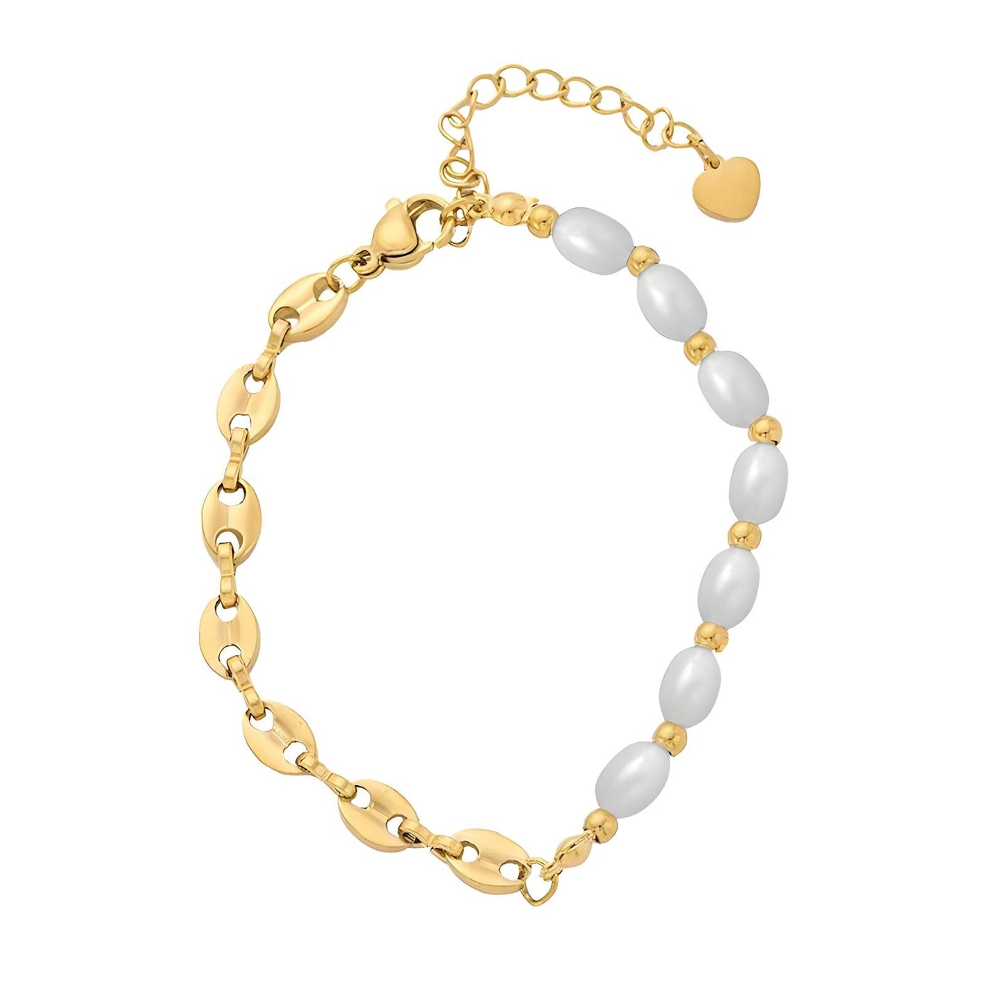 Gold Plated Pearl Imitation Bracelet - 17-22cm