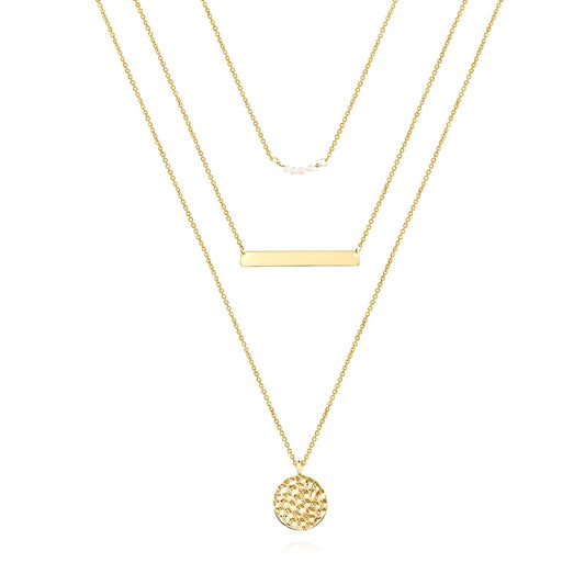 Gold Plated Multi-Length Necklace with Cubic Zirconia - 40-65cm