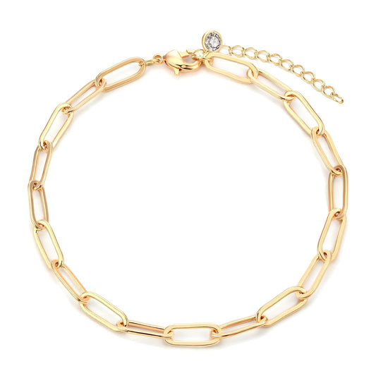 Gold Plated Thin Chain Bracelet - 17-22cm Adjustable