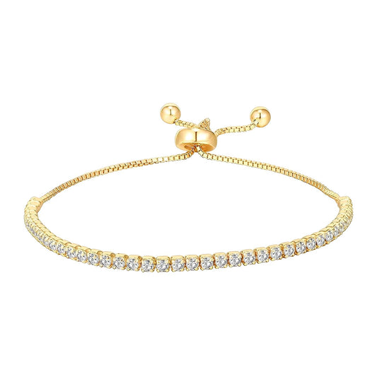 Gold Plated Cubic Zirconia Tennis Bracelet - 30cm