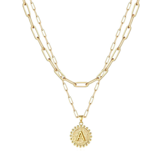 Gold Plated Letter A Initial Necklace - Personalized Pendant
