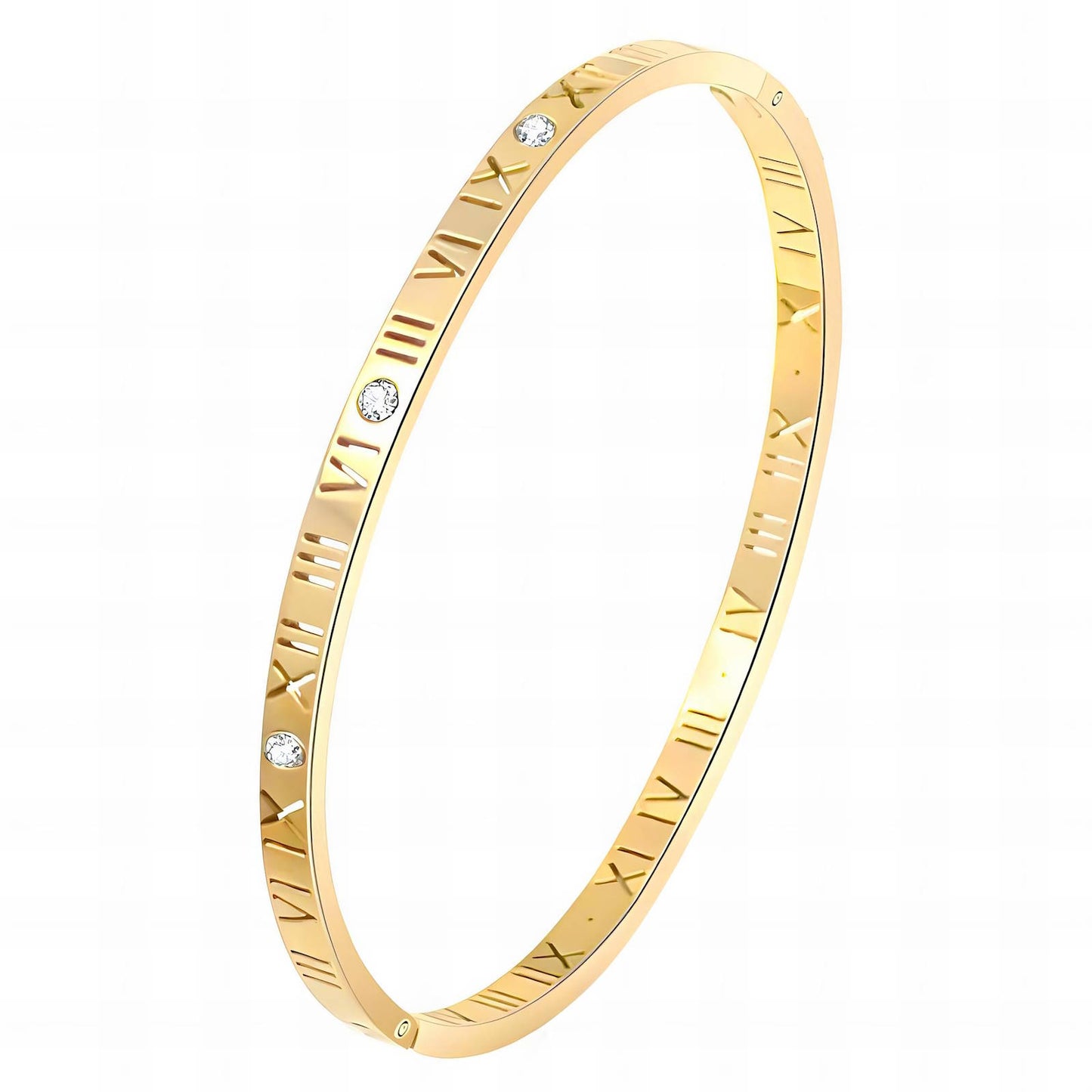 Gold Plated Cubic Zirconia Bangle Bracelet - 6.5cm