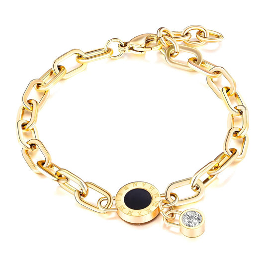Gold Plated Cubic Zirconia Link Bracelet - 20cm