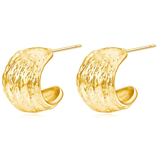 Gold Plated Rectangular Stud Earrings - 2.5x1.5cm