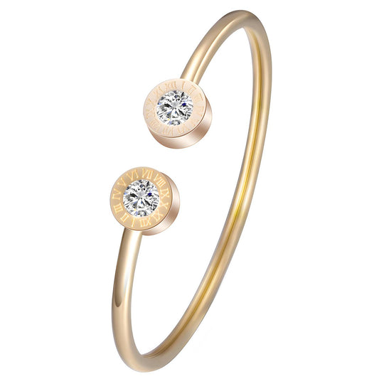 Gold Plated Delicate Cubic Zirconia Bangle - 5.5cm