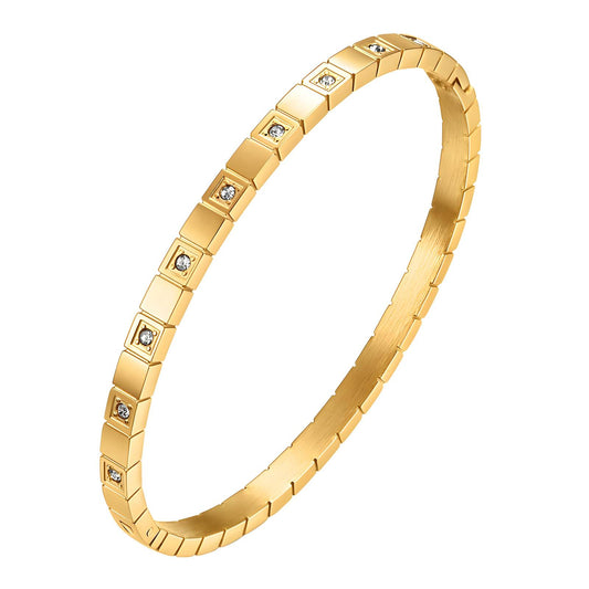 Gold Plated Cubic Zirconia Bangle - 6.3cm