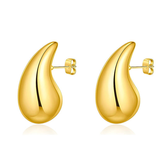 Gold Plated Oval Stud Earrings - 1.8x1cm